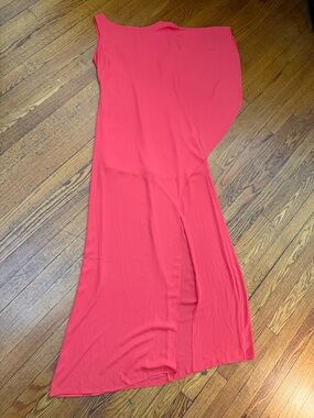 BCBGMaxAzria Coral Red One-Shoulder Dress